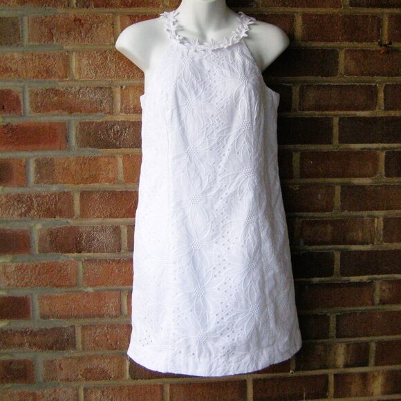 Lilly Pulitzer Floral Eyelet Embroidered Sleeveless White Annabelle Dress Size 2 - Picture 2 of 5